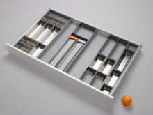 Afbeeldingen van Blum Bestekindeling met foliehouder Orga-Line - corpusbreedte 1100mm en groter ladediepte 650 - inox/RVS OL.BO6511S6BESTEKLADE