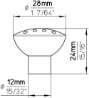 Afbeeldingen van Siro Meubelknop metaal - L 28mm/H 24mm/B 28mm RVS effect 