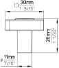 Afbeeldingen van Siro Meubelknop kunststof - L 30mm/H 26mm/B 30mm rood/aluminium 