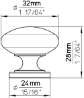 Afbeeldingen van Siro Meubelknop metaal - L 32mm/H 28mm/B 32mm - RVS effect 