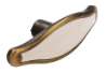 Afbeeldingen van Siro Meubelknop metaal - L 67mm/H 22mm/B 22mm antiek messing/beige 