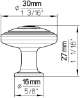 Afbeeldingen van Siro Meubelknop metaal - L 30mm/H 27mm/B 30mm chroom glanzend/wit 