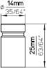 Afbeeldingen van Siro Meubelknop metaal - L 14mm/H 25mm/B 14mm RVS 