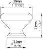 Afbeeldingen van Siro Meubelknop keramisch - L 39mm/H 31mm/B 39mm wit/antiek zilver 