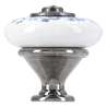 Afbeeldingen van Siro Meubelknop keramisch - L 32mm/H 30mm/B 32mm wit bloemen/ antiek zilver 