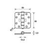 Afbeeldingen van Axa glijlager scharnier - 3mm 89x89 - rondhoek 