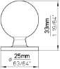 Afbeeldingen van Siro Meubelknop metaal - L 25mm/H 33mm/B 25mm - RVS 