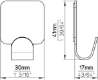 Afbeeldingen van Siro Haak metaal - zelfklevend L 41mm/H 17mm/B 30mm chroom glanzend 