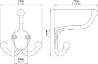 Afbeeldingen van Siro Kapstokhaak metaal - boorafstand 23mm/L 82mm/H 76mm/B 73mm mat zwart 