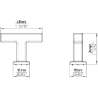 Afbeeldingen van Siro T-knop metalen - L 46mm / B 18mm / H 34mm - getrommeld antiek ijzer