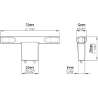 Afbeeldingen van Siro meubelknop metaal - L70mm/B12mm/H28mm - getrommeld ijzer zilver