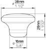 Afbeeldingen van Siro Meubelknop keramisch - L 38mm/H 26mm/B 38mm wit 