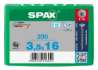 Afbeeldingen van Spax spaanplaatschroef - Ø3.5x16mm T15 - platkop RVS