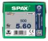 Afbeeldingen van Spax spaanplaatschroef - Ø5x60mm PZ2 - platkop deeldraad elektrolytisch verzinkt