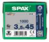 Afbeeldingen van Spax spaanplaatschroef - Ø3.5x45mm PZ2 - platkop deeldraad elektrolytisch verzinkt