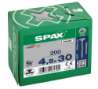 Afbeeldingen van Spax spaanplaatschroef - Ø4.5x30mm T20 - platkop deeldraad elektrolytisch verzinkt