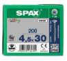 Afbeeldingen van Spax spaanplaatschroef - Ø4.5x30mm T20 - platkop deeldraad elektrolytisch verzinkt