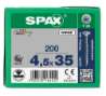 Afbeeldingen van Spax spaanplaatschroef - Ø4.5x35mm T20 - platkop deeldraad elektrolytisch verzinkt