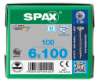 Afbeeldingen van Spax spaanplaatschroef - Ø6x100mm T30 - platkop RVS