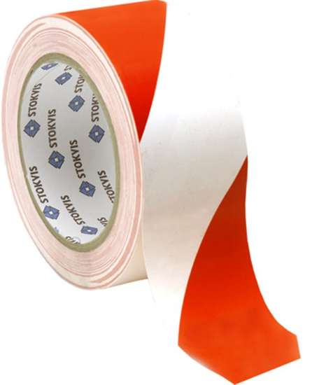Afbeeldingen van Markeringstape wit / rood gestreept 50x33mtr