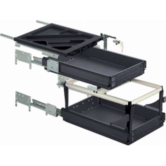 Afbeeldingen van Hettich Containerset met (meer dan) volledig uittrekbare ladegeleiders, Inbouwdiepte (min.) 530 mm, zwart