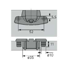 Afbeeldingen van Hettich Selekta Pot TH 33, 52 x 5,5 mm, om in te drukken, vernikkeld