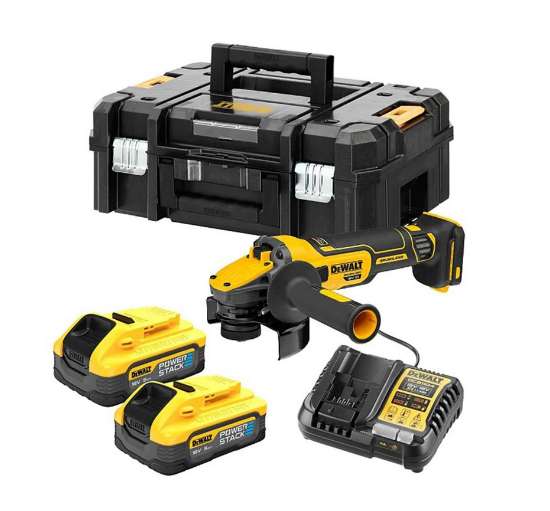 Afbeeldingen van DeWalt brushless haakse slijper Premium DCG409H2T-QW - Ø125mm 18V XR 2x5.0Ah accu - inclusief oplader in TSTAK koffer