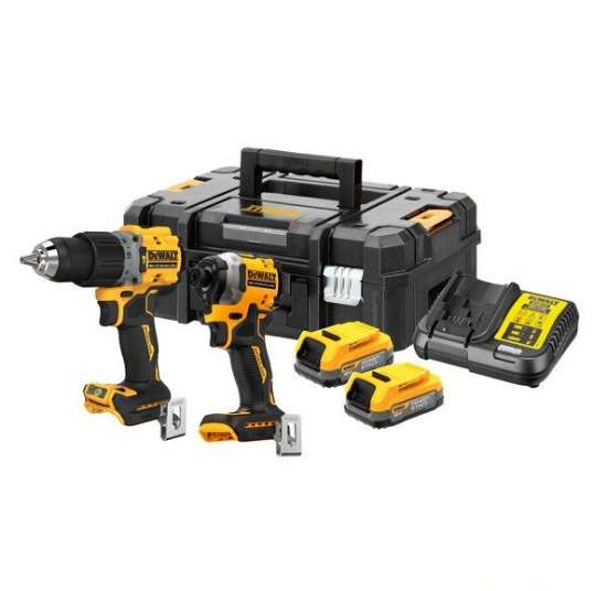 Afbeeldingen van DeWalt combiset Powerstack DCK2050H2T-QW - 18V XR 2x5.0Ah accu - inclusief oplader in TSTAK koffer