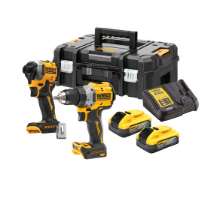 Afbeeldingen van DeWalt combiset Powerstack DCK2051H2T-QW - 18V XR 2x5.0Ah accu - inclusief oplader in TSTAK koffer