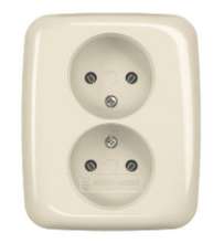 Afbeeldingen van ABB BJ SI wandcontactdoos inbouw 2V creme wit