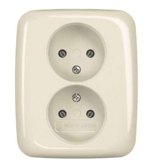 Afbeeldingen van ABB BJ SI wandcontactdoos inbouw 2V creme wit